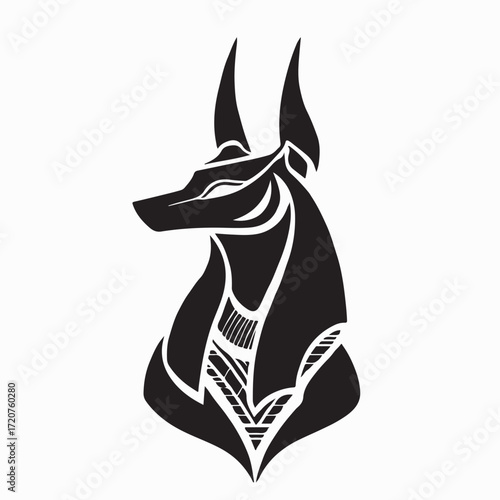 Ancient Egyptian Deity Anubis Head Logo in Detailed Vector Style