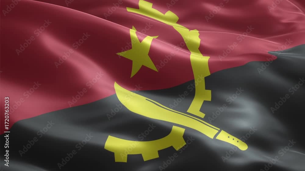 Angola flag waving smoothly seamless loop realistic animation ...