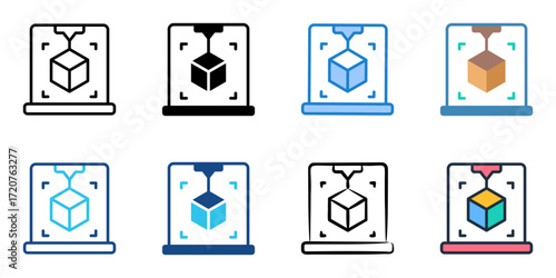3D printing icon set multiple style collection 
