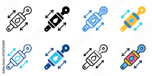 Hydraulics icon set multiple style collection 
