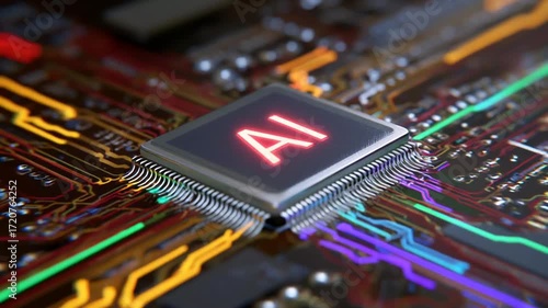 electronic circuit board with AI chip processor, version 8