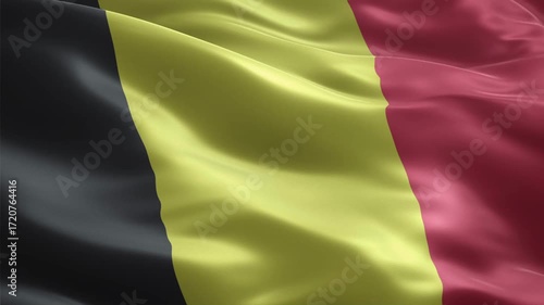 Belgium flag waving smoothly seamless loop realistic animation background