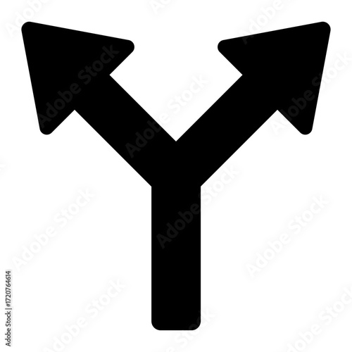 optional branch glyph icon showing two split arrows for route choice guide