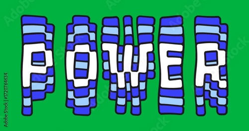 Digital design showing layered POWER letters with blue contour bands on transparent canvas
