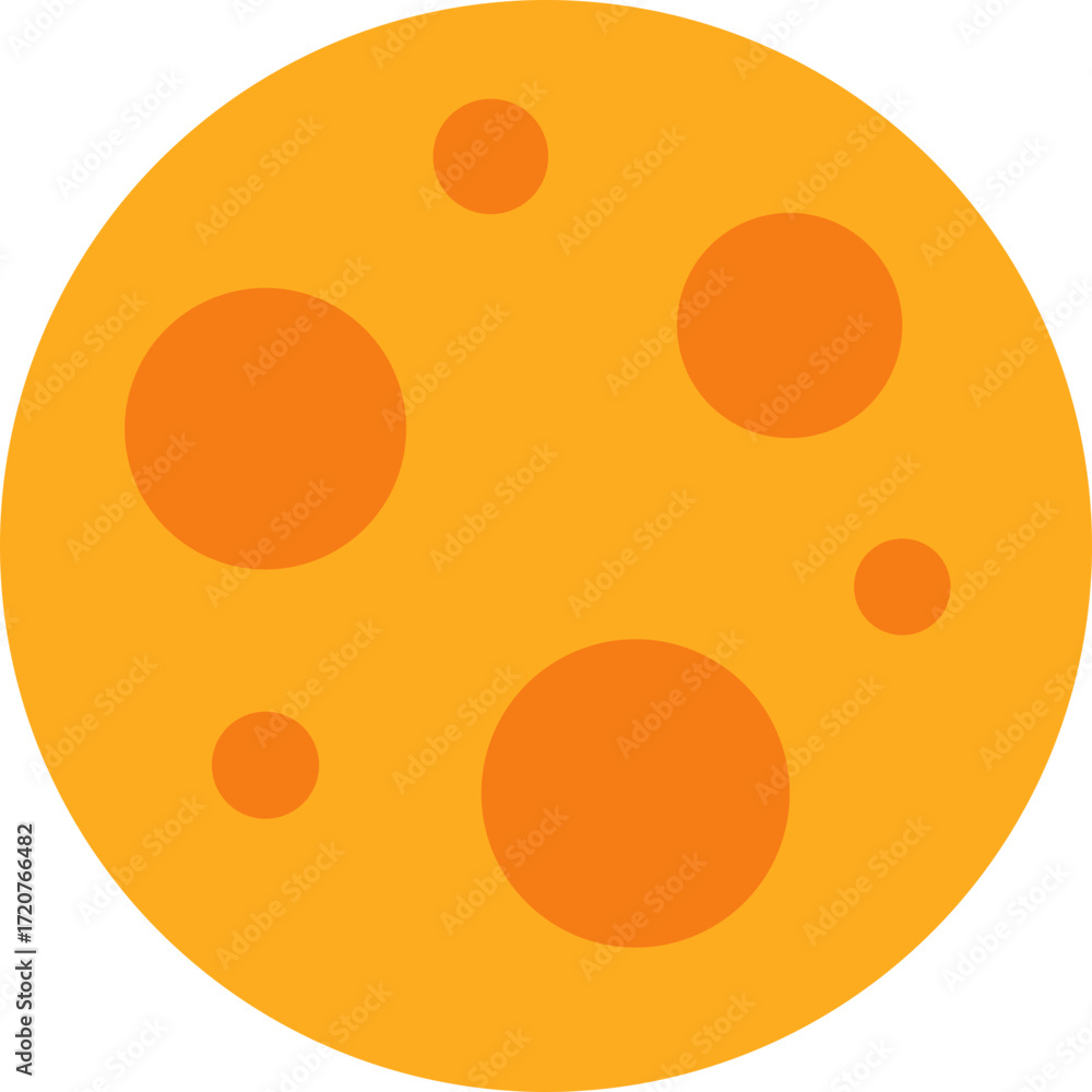 Fototapeta premium Orange moon with craters, lunar surface illustration ideal for space or astronomy themes.
