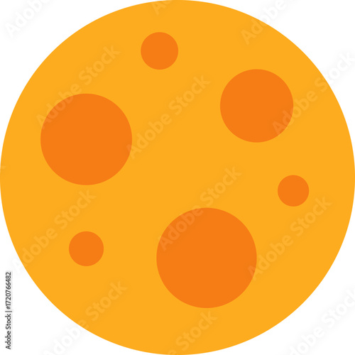 Orange moon with craters, lunar surface illustration ideal for space or astronomy themes.


