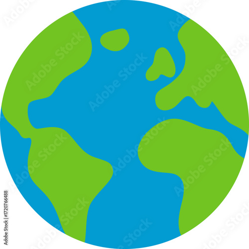 Blue and green Earth globe, planet illustration perfect for geography or environmental themes.

