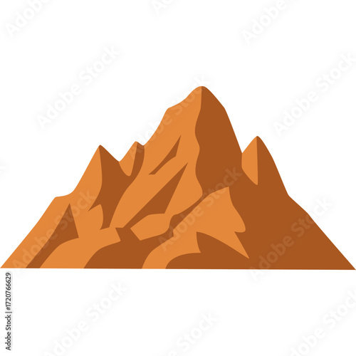 Orange mountain with rocky texture, natural landscape illustration ideal for nature or adventure themes.


