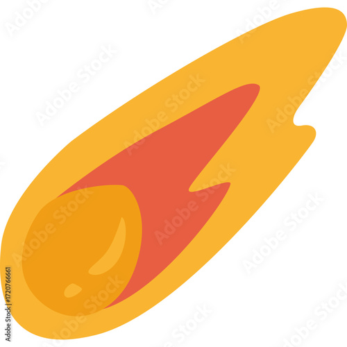 Yellow meteor with fiery trail, space object illustration perfect for astronomy or cosmic themes.

