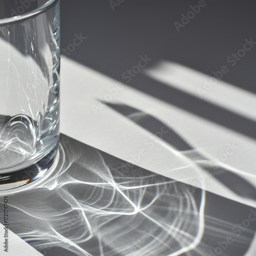Glass of water with refracted light