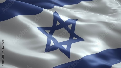 Israel flag waving smoothly seamless loop realistic animation background