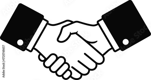 Handshake Illustration on White, Symbolizing Agreement and Partnership