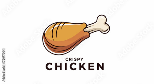 Crispy chicken leg meal illustration on a white background