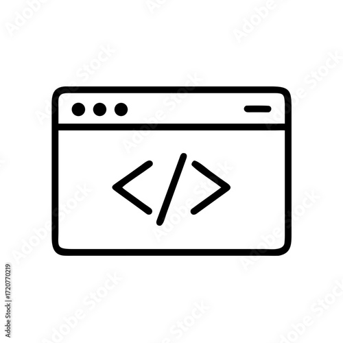 Coding Window With Development Script Lines Icon For Web And Graphic Design