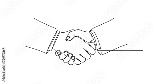 Two hands shaking in an outline style representing agreement  