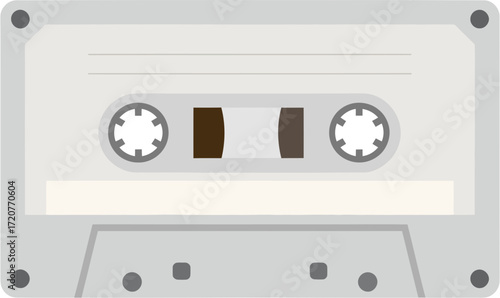 Flat Design Old Cassette Tape Audio Recorder Analog Era Technology