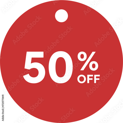 Clean Modern Fifty Percent Off Circle Tag with White Text