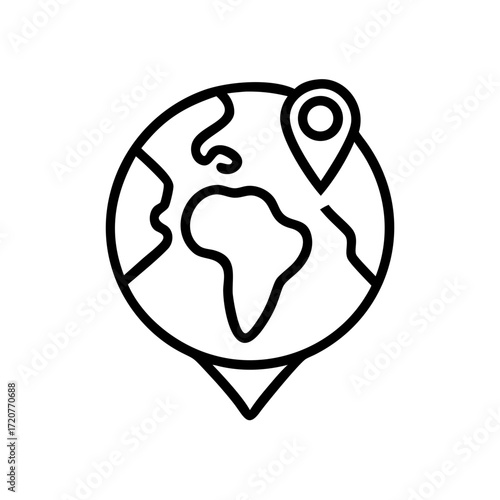 Destination Globe World Navigation Pointer Icon For Web And Graphic Design