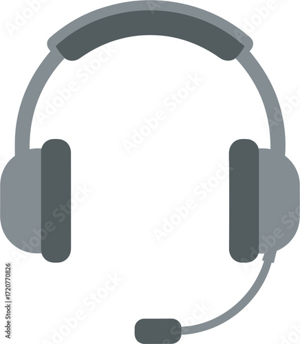 Simple Flat Style Headphone with Microphone Communication Device Icon