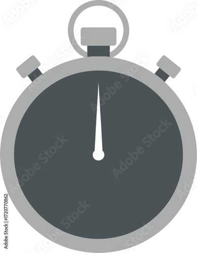 Flat Design Gray Stopwatch Illustration Isolated on White Background Icon