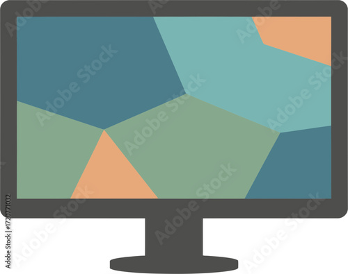 Simple Flat Design Computer Monitor with Abstract Polygon Pattern Display