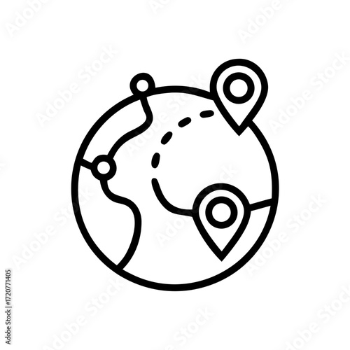 Globe Navigation Map Route Planning Icon For Web And Graphic Design