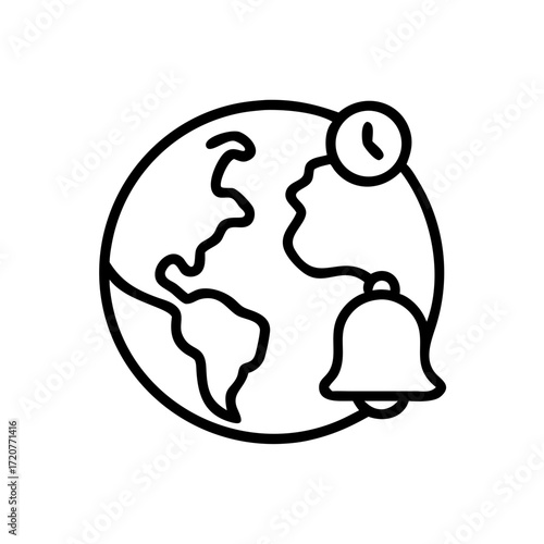 Globe World With Notification Reminder Icon For Web And Graphic Design