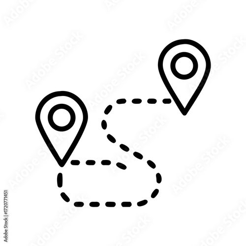 GPS Navigation Route Finder With Road Map Icon For Web And Graphic Design