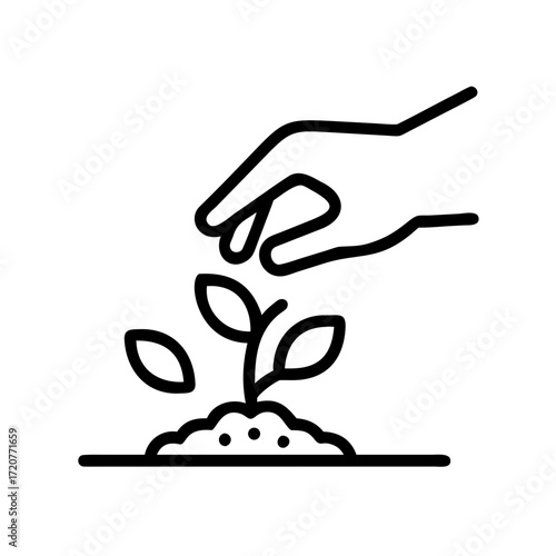 Hand Planting Seeds In Soil Icon For Web And Graphic Design
