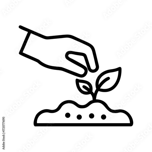 Hand Planting Seeds In Soil Icon For Web And Graphic Design