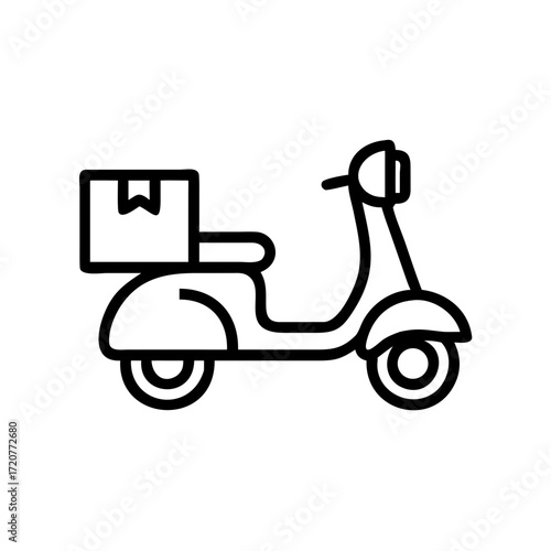 Motor Scooter Carrying Package Icon For Web And Graphic Design