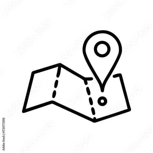 Navigation Pin With Folded Map Direction Guide Icon For Web And Graphic Design