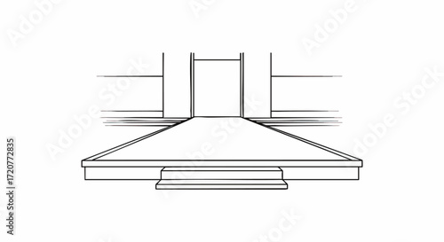 Technical drawing of an architectural stage design from a top-down viewpoint