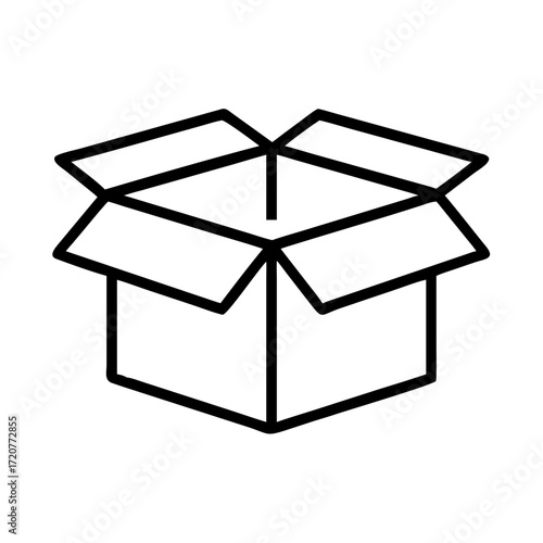 Open Cardboard Box With Flaps Icon For Web And Graphic Design