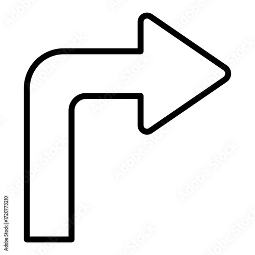 right turn outline icon used for traffic direction in navigation map