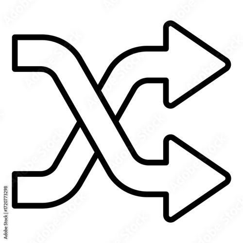 shuffle outline icon showing crossed arrows used for random order action
