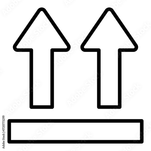 package orientation outline icon with up arrows used for shipping guide