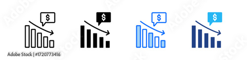 Asset Depreciation Icon Set Multiple Style Collection