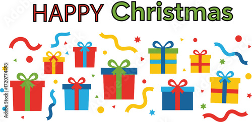 Happy christmas gifts presents holiday celebration vector editable vector