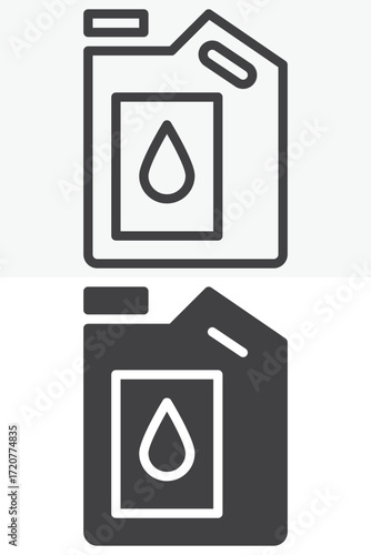 Motor oil gallon vector icon set in line and solid style