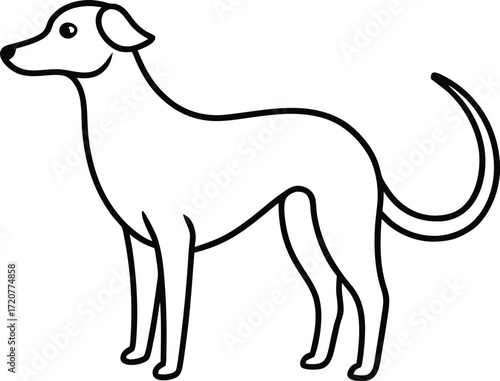 Vector art of simple line drawing of a dog standing