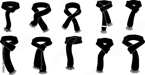 Scarf silhouette, scarf muffler cloth icon
