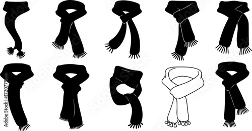 Scarf silhouette, scarf muffler cloth icon
