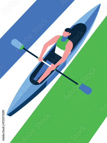 Boat Kayaking Illustrator Artwork Design Template Poster