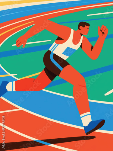 Marathon Runner Sport Illustrator Artwork Design Template Poster