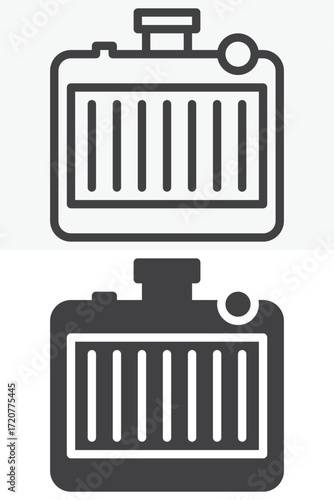 Car radiator cooling vector icon set in line and solid style
