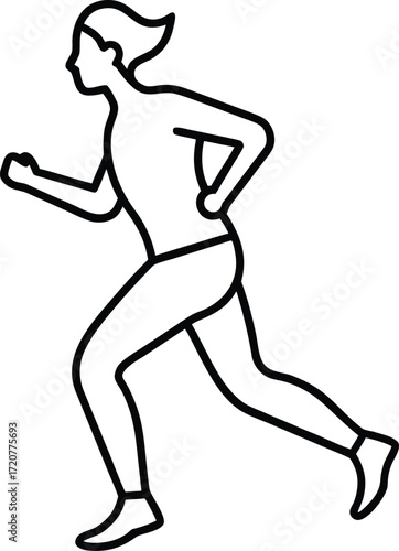 Vector art of line art illustration of a person running, , depicting movement and fitness