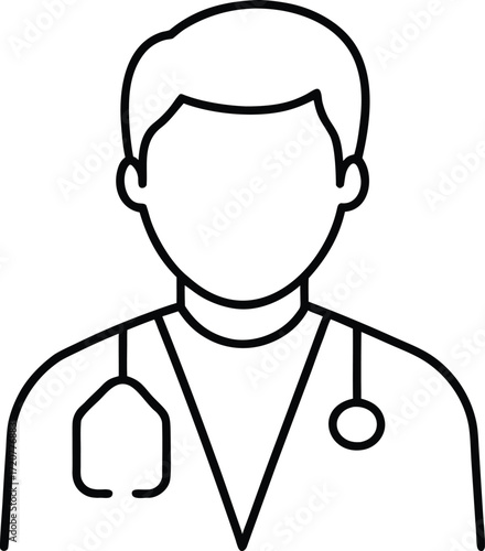 Vector art of simple line art icon of a doctor, representing healthcare professionals, medical staff, and general medical concepts