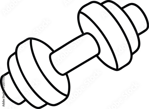 Vector art of simple black and white line art illustration of a dumbbell, , representing fitness and weightlifting