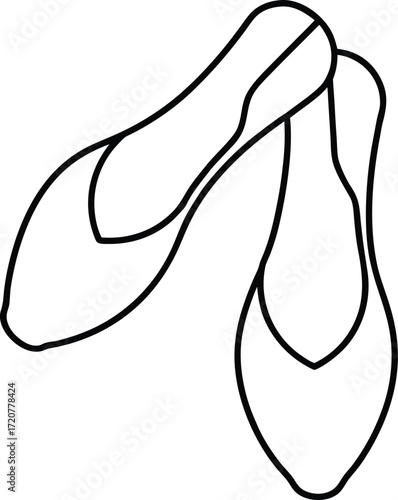 Vector art of a simple line art illustration of a pair of ballet slippers, isolated on a, representing dance and elegance